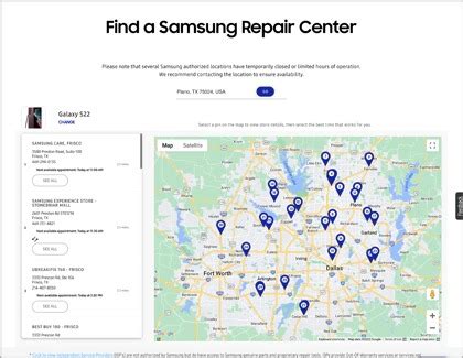 Find a Samsung Support Center .